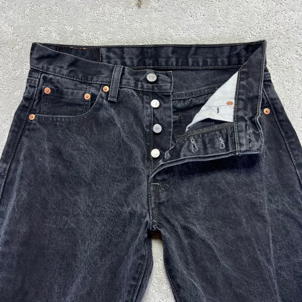 Levis 501 Jeans Mens 30x 32 Black Faded Original Straight‎ Denim 29x30 Actual